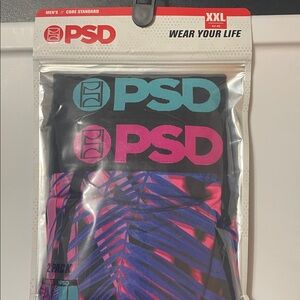 PSD Men's Boxer Briefs 2-Pack in Black with Teal & Magenta Logos Sz XXL New pkg